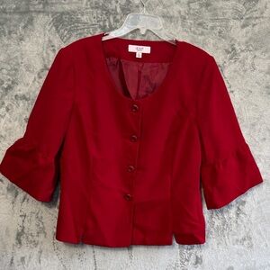 LeSuit red sz 16 jacket blazer lined bell sleeve business professional office